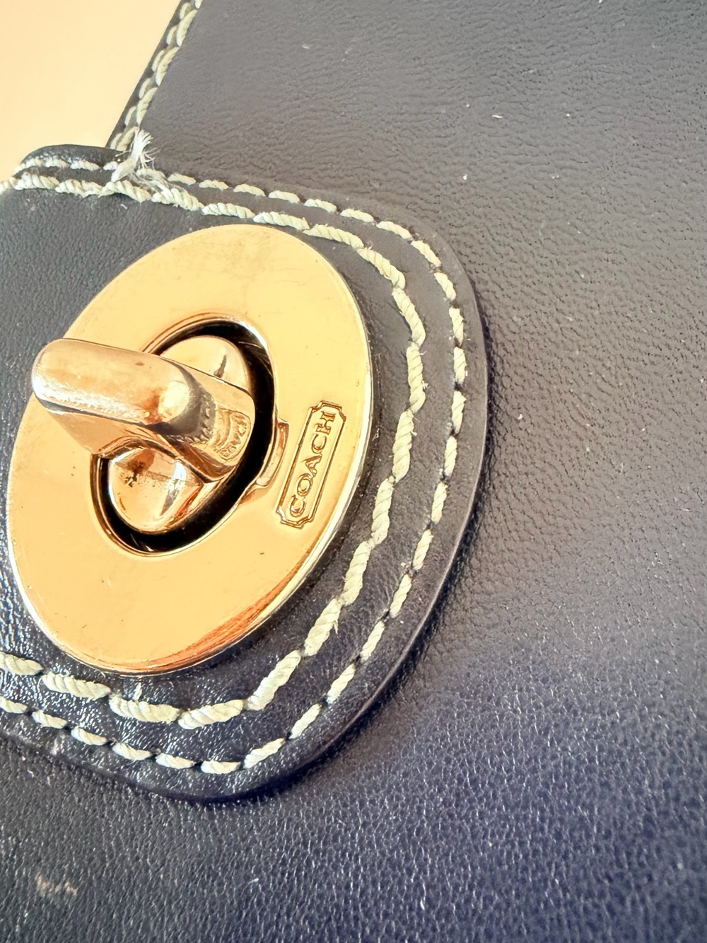 Coach Navy Wallet White Stiching - Picture 2 of 11